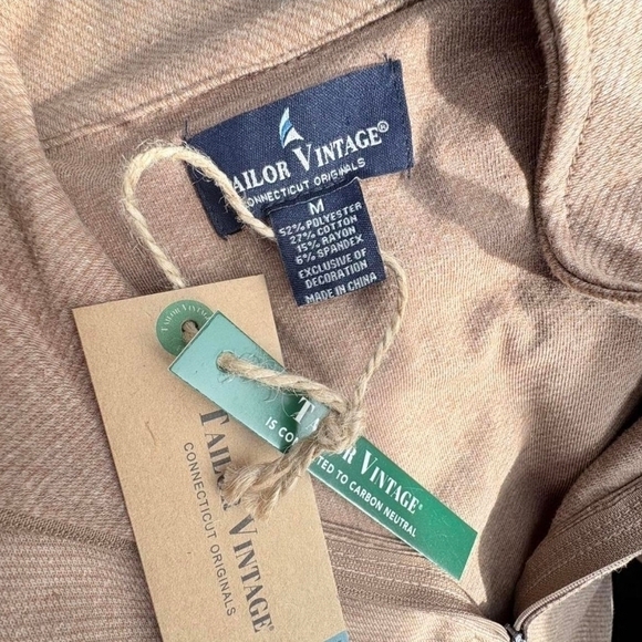 Tailor Vintage Men's Tan Zip-Up Sweater - Picture 2 of 3